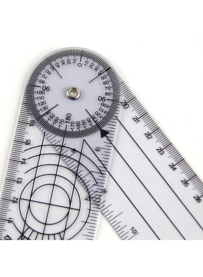 360 Degree Clear Plastic Goniometer 7 Inch Arms Folding Ruler - Image 3